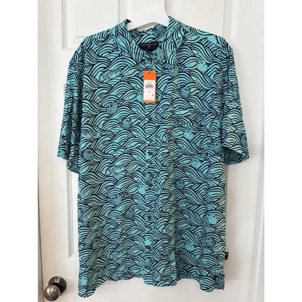 New men's button up Margaritaville tropical fish size XXL Resort wear Travel